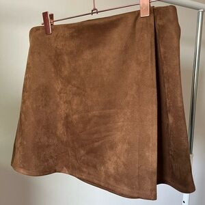 NWT Mango MNG Crossover Front Faux Suede Mini Skirt